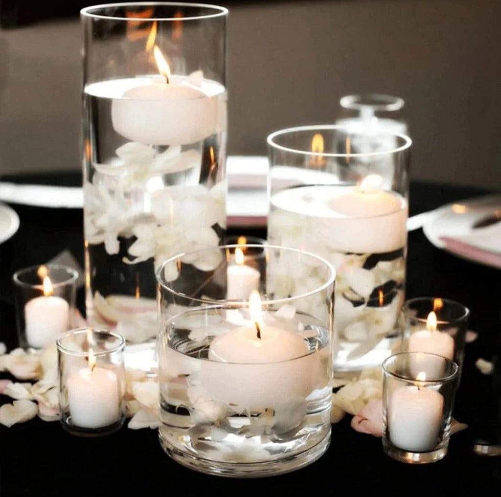 Photophore cylindrique en verre transparent