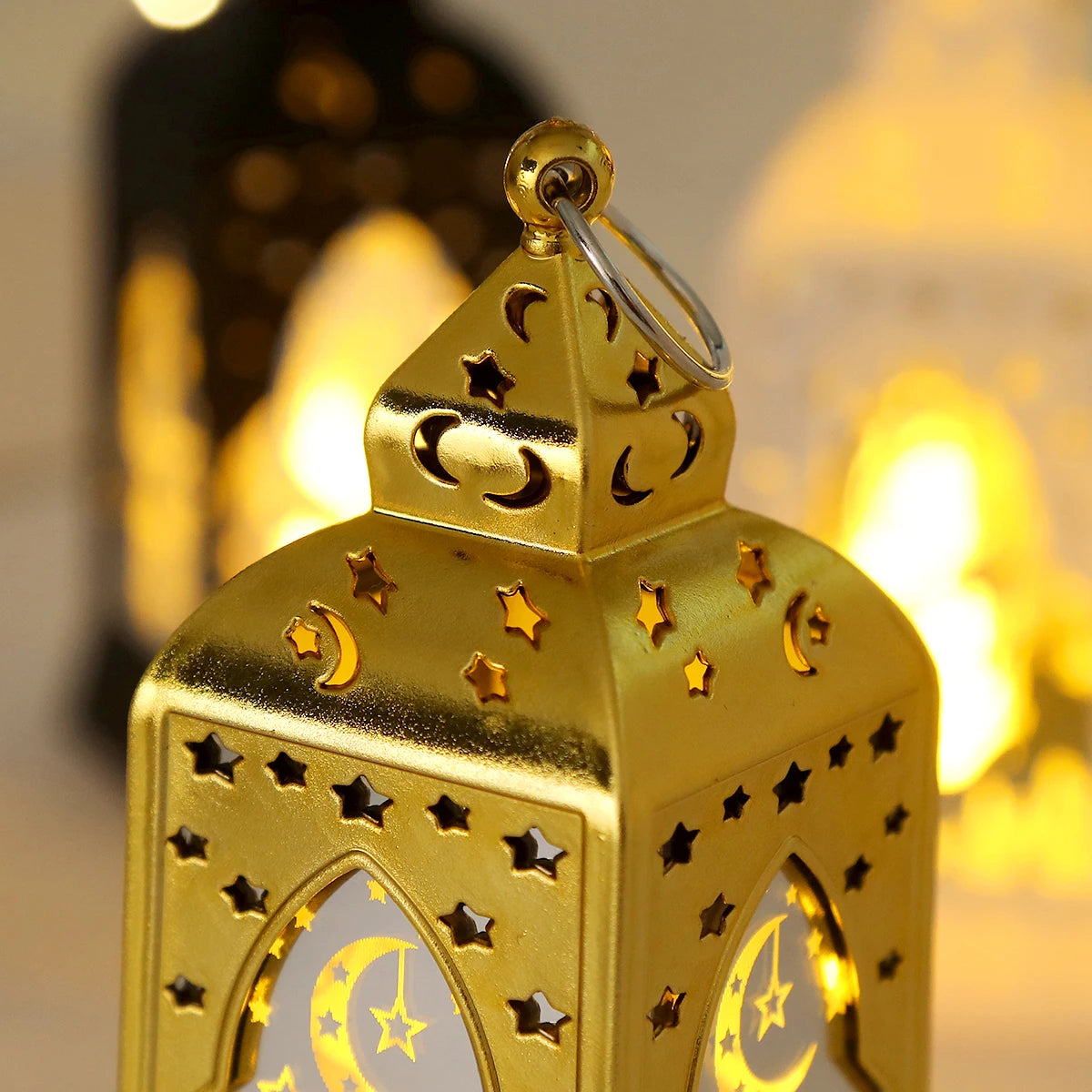 Mini lanterne LED lune islamique en métal