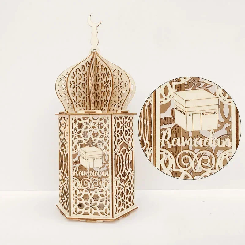 Lanterne LED en bois islamique Ramadan Eid