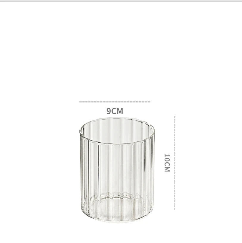 Bougeoir en verre cylindrique strié