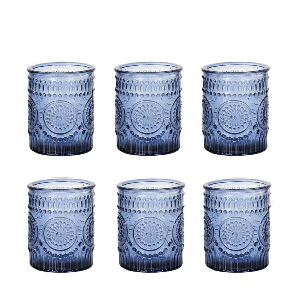 Lot de photophores colorés en verre votif