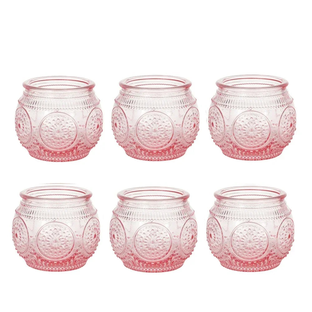 Lot de photophores colorés en verre votif