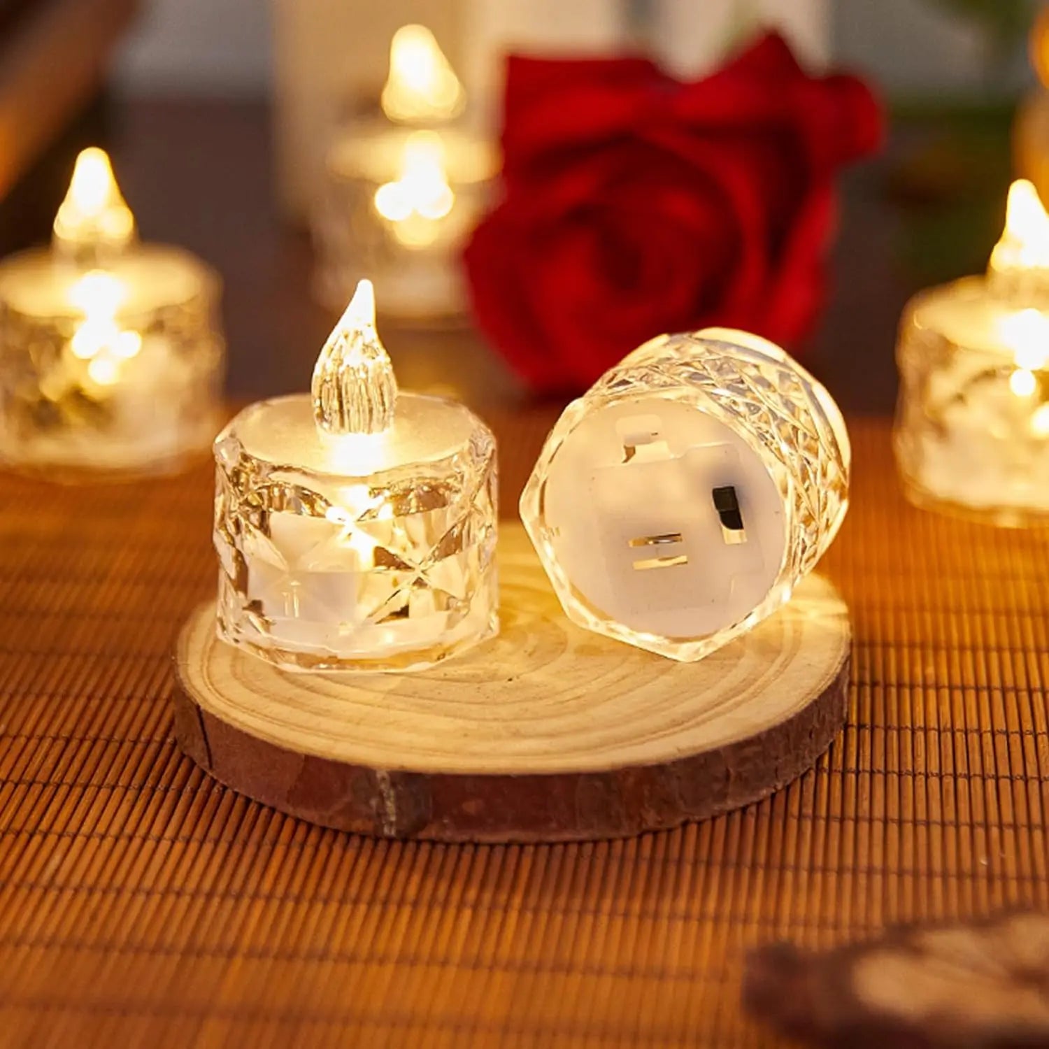 Lot de mini bougies LED en forme de cristaux