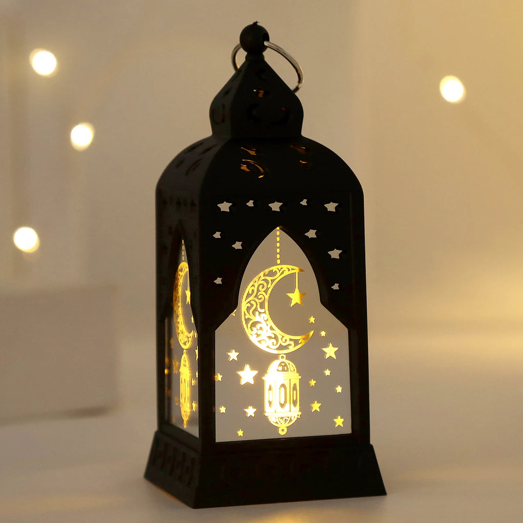 Mini lanterne LED lune islamique en métal