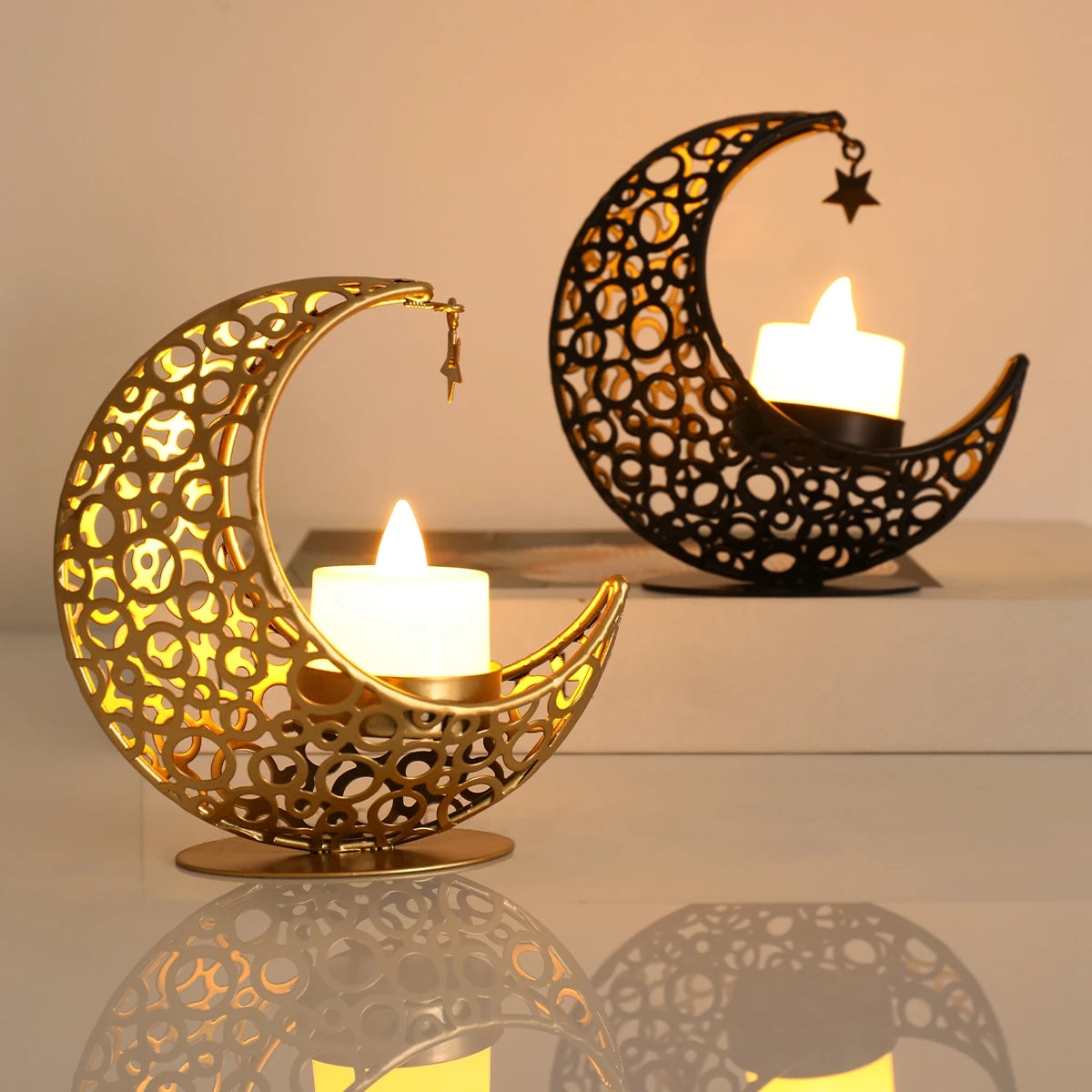 Photophore en métal lune calendrier Ramadan