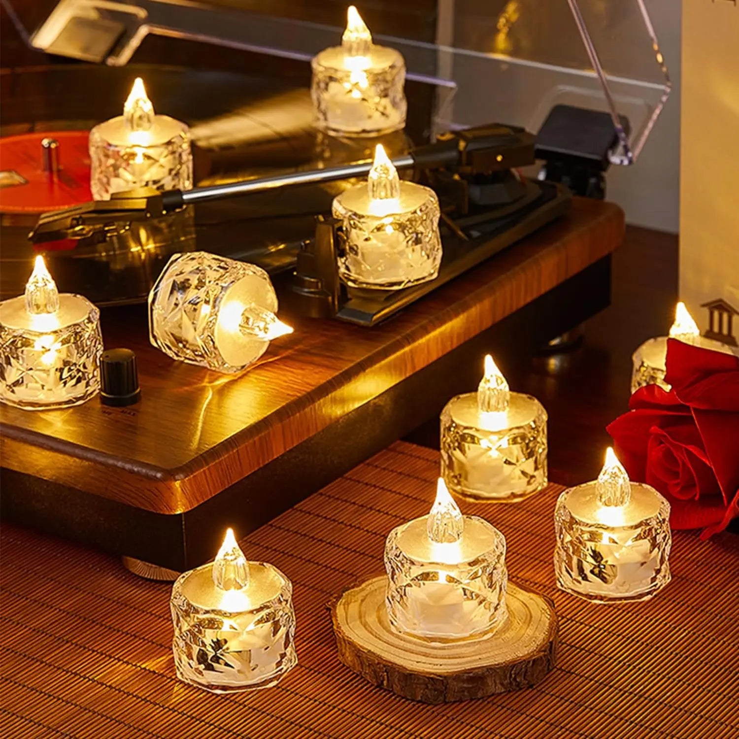 Lot de mini bougies LED en forme de cristaux