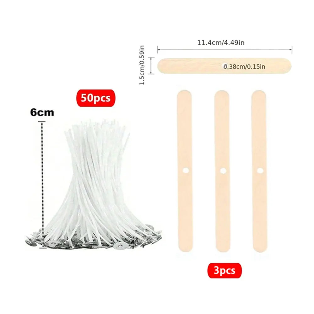Lot de mèches de bougie en coton ciré avec support