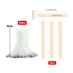 Lot de mèches de bougie en coton ciré avec support