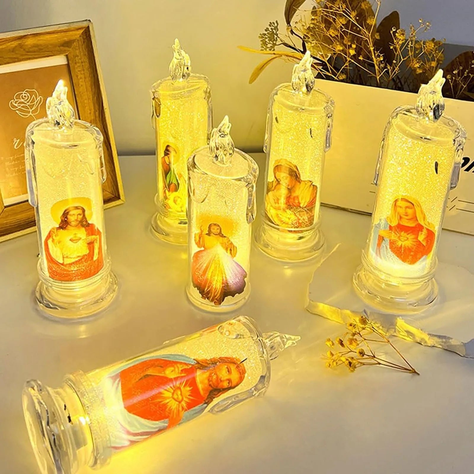 Bougie LED catholique Jésus