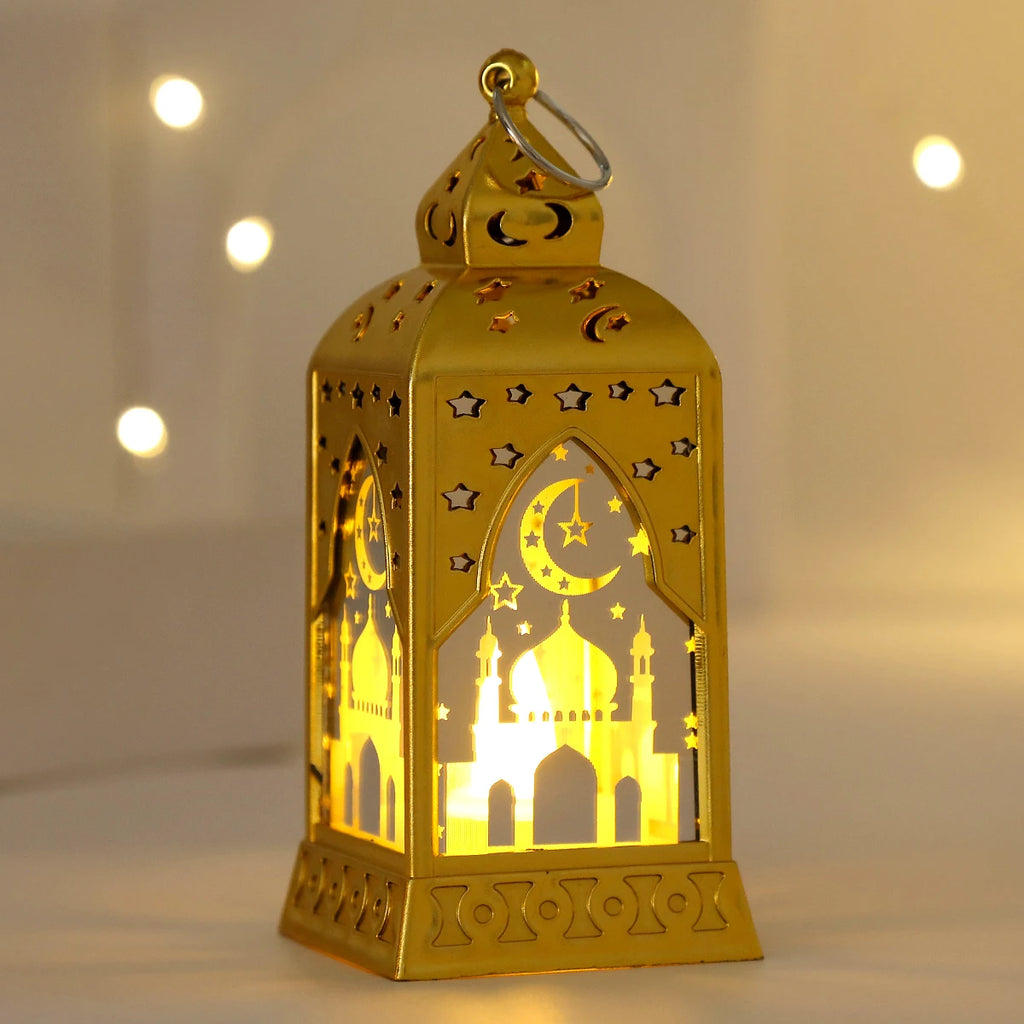 Mini lanterne LED lune islamique en métal