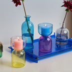 Photophore bougeoir en verre coloré épuré