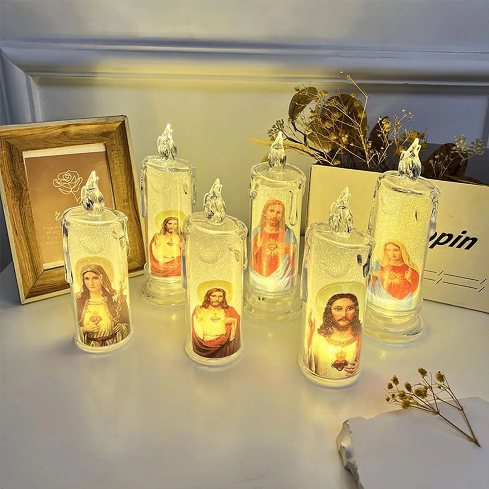 Bougie LED catholique Jésus