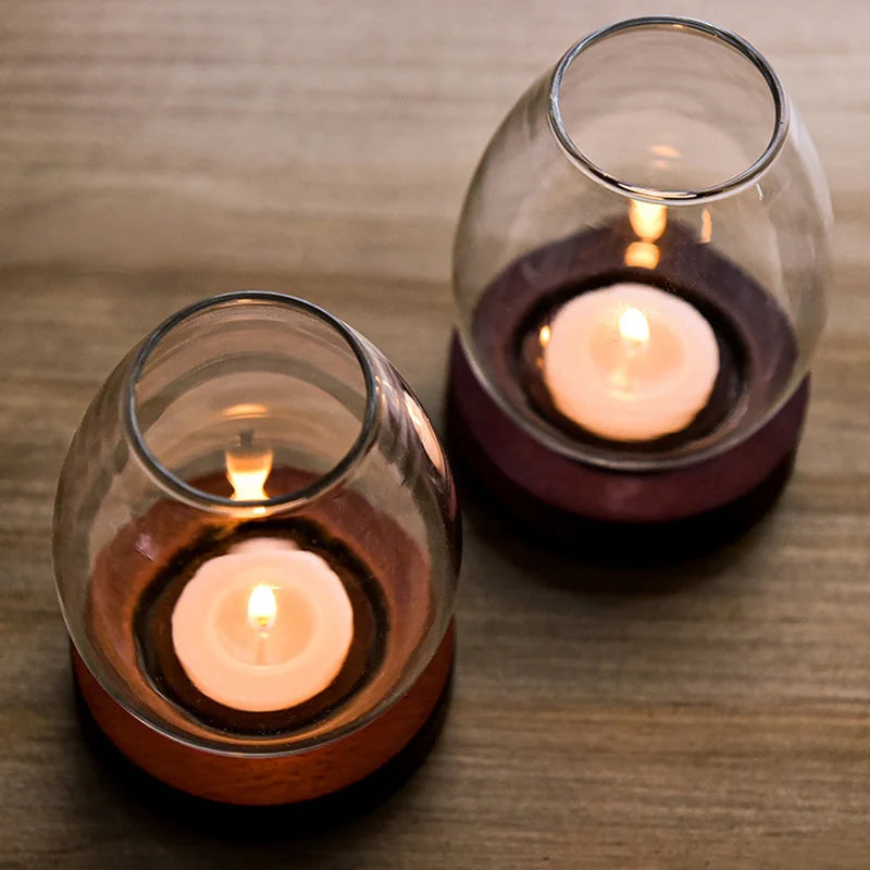 Photophore rond en verre transparent
