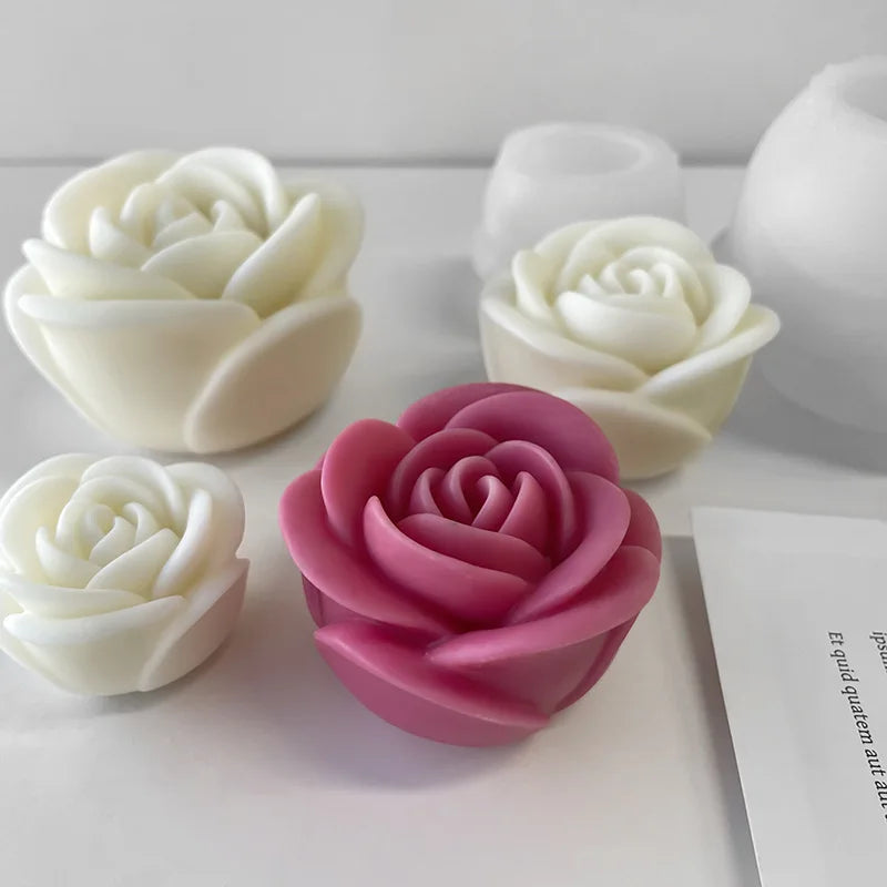 Moule en silicone pour bougie rose