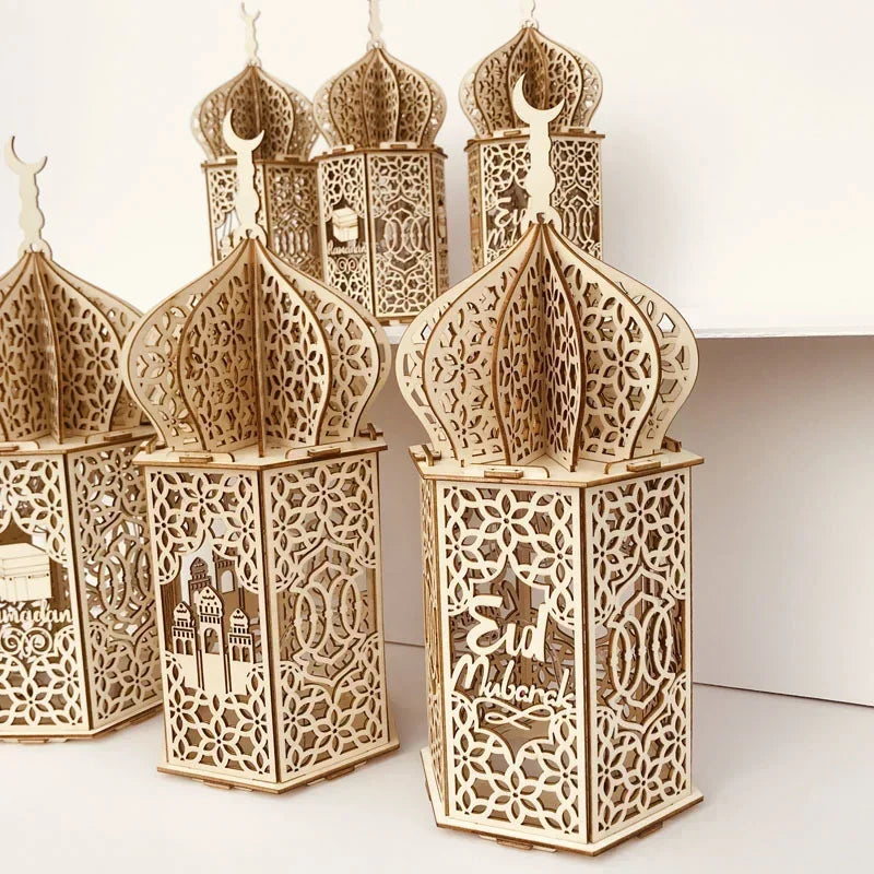 Lanterne LED en bois islamique Ramadan Eid