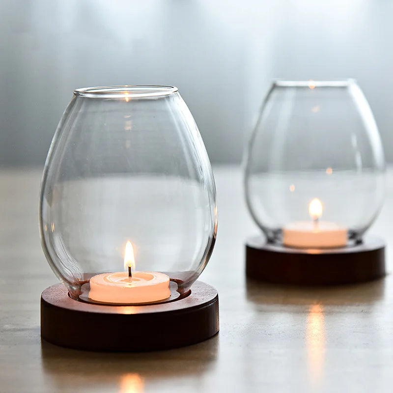 Photophore rond en verre transparent