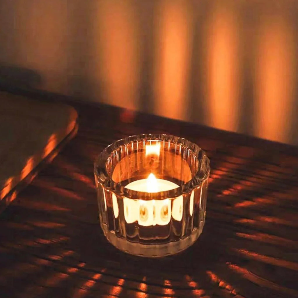 Lot de photophore en verre transparent