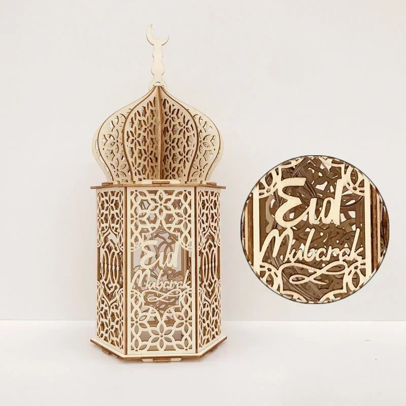 Lanterne LED en bois islamique Ramadan Eid