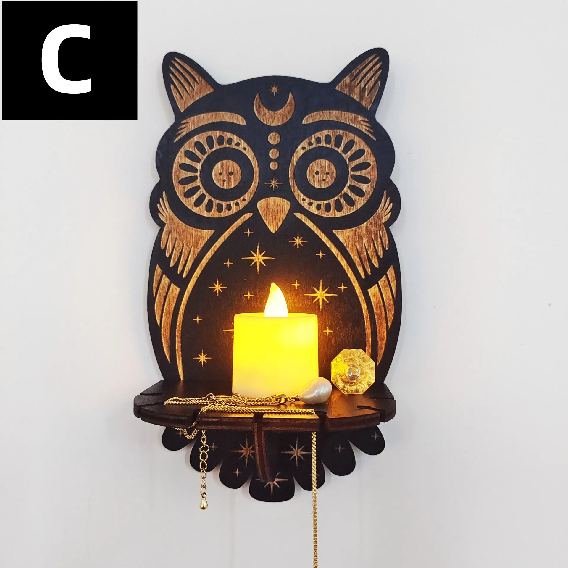 Porte bougie mural en bois