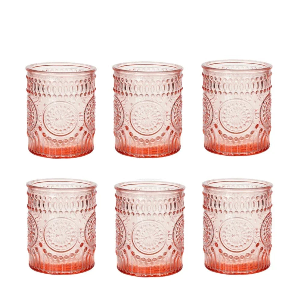Lot de photophores colorés en verre votif