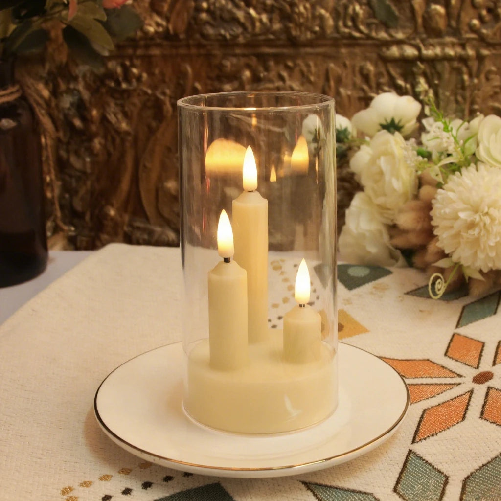 Photophore en verre avec bougies LED