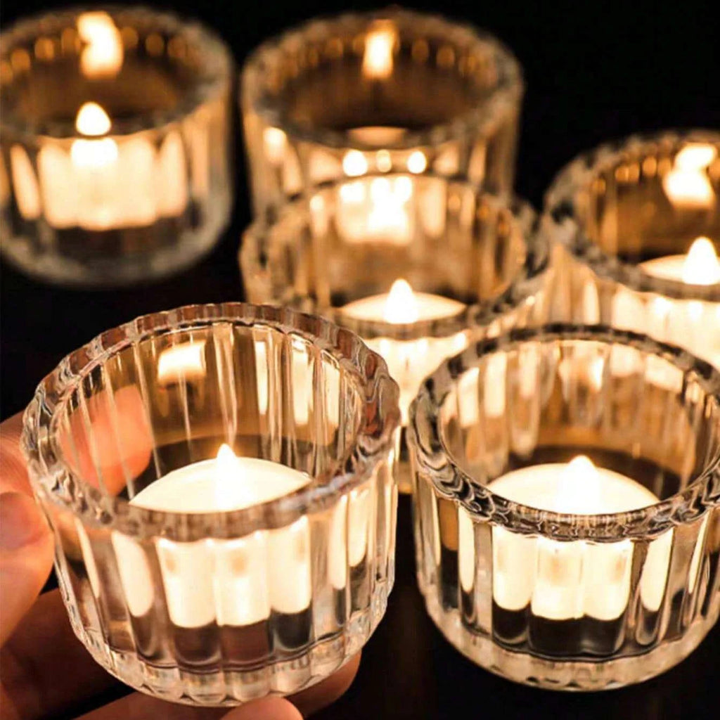 Lot de photophore en verre transparent