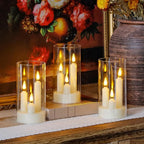 Photophore en verre avec bougies LED