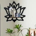 Porte bougie mural fleur de lotus en bois