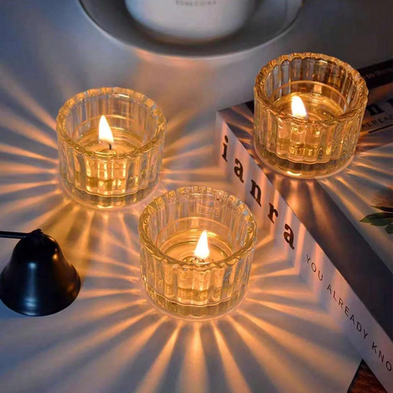 Lot de photophore en verre transparent