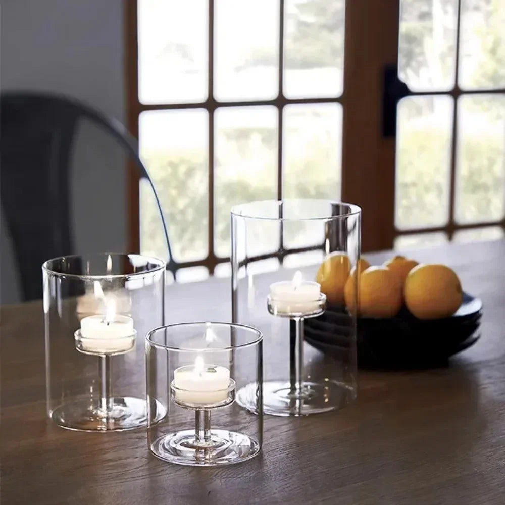 Photophore en verre cylindrique