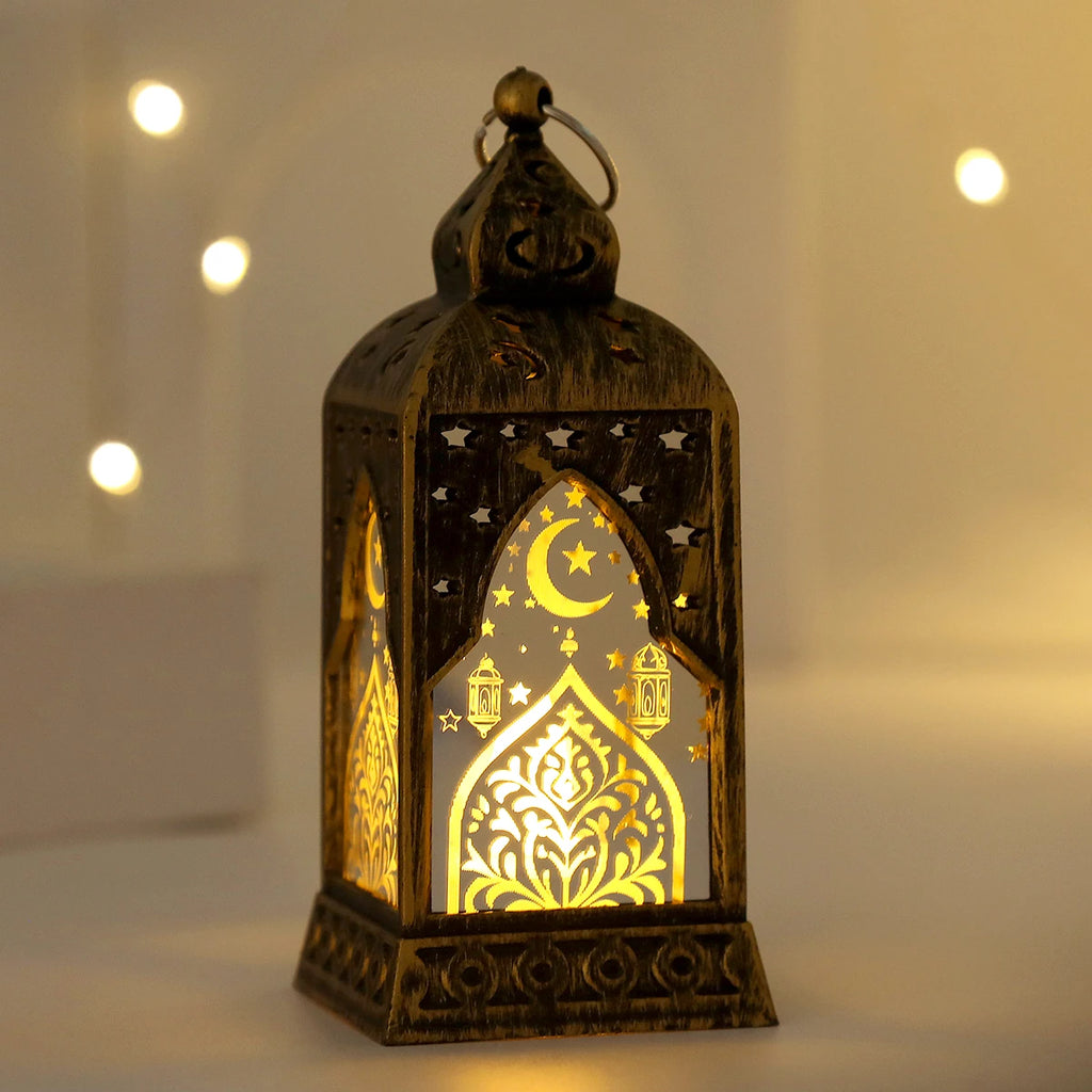 Mini lanterne LED lune islamique en métal