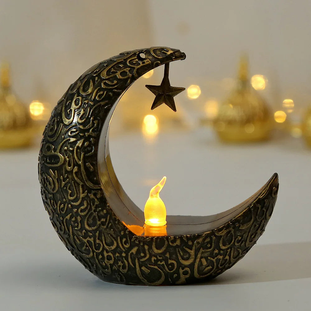 Lanterne en métal islamique LED décoration Aid
