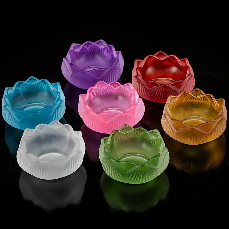 Photophore en verre coloré fleur de lotus