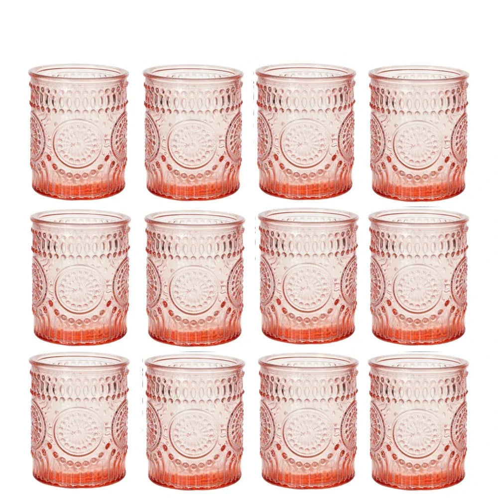 Lot de photophores colorés en verre votif