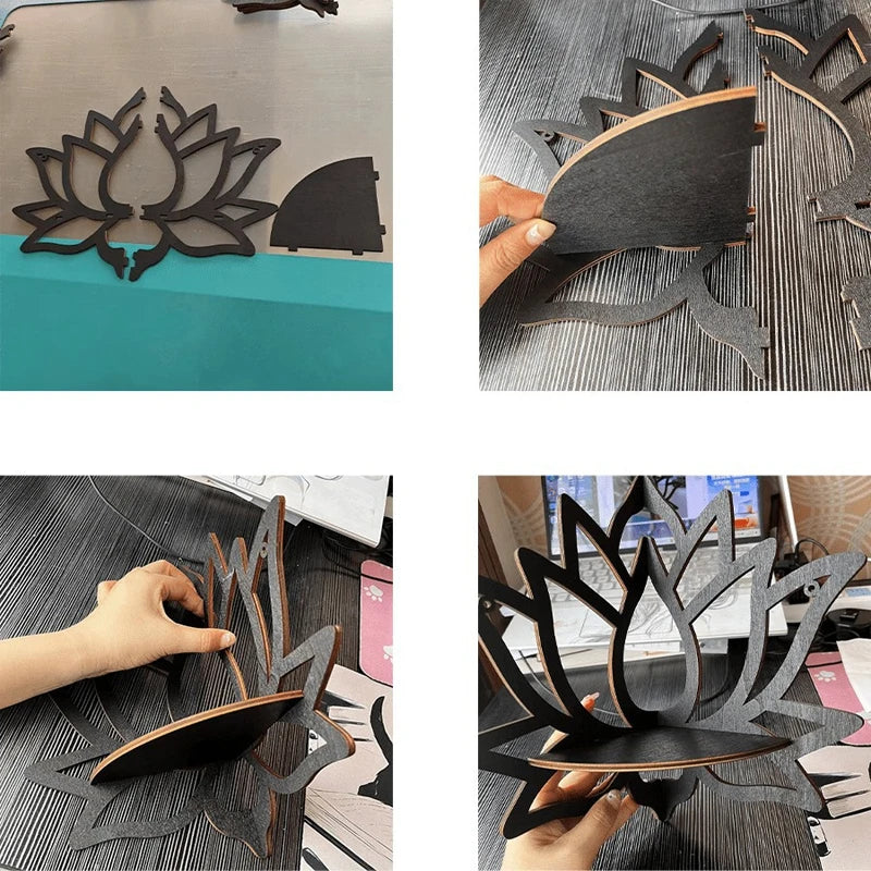 Porte bougie mural fleur de lotus en bois