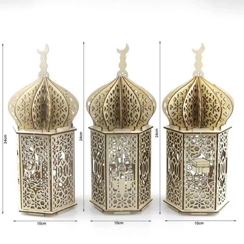Lanterne LED en bois islamique Ramadan Eid
