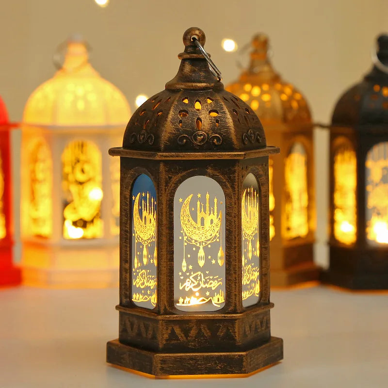 Lanterne en métal islamique LED décoration Aid