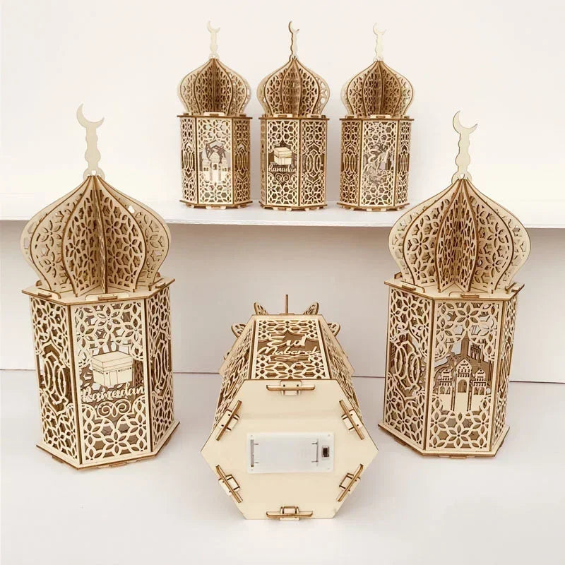 Lanterne LED en bois islamique Ramadan Eid