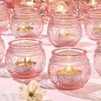 Lot de photophores colorés en verre votif