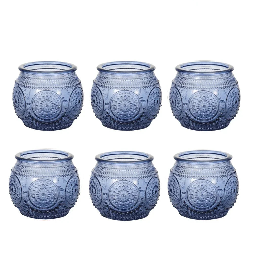 Lot de photophores colorés en verre votif