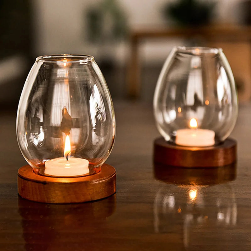 Photophore rond en verre transparent
