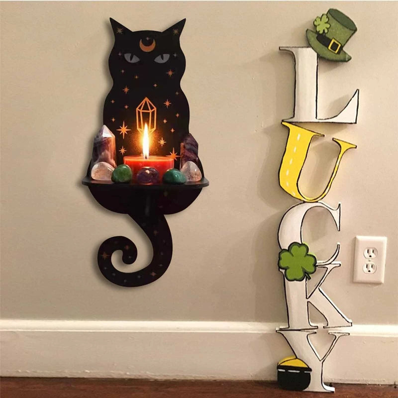 Porte bougie mural en bois