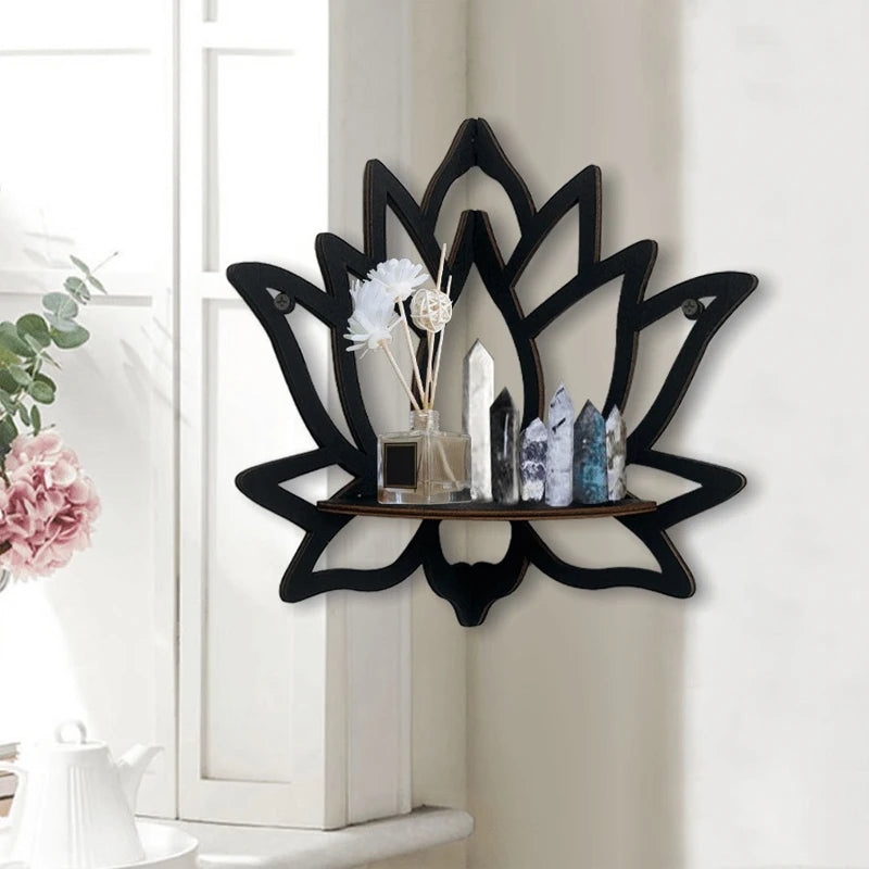 Porte bougie mural fleur de lotus en bois