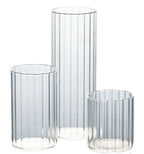 Bougeoir en verre cylindrique strié