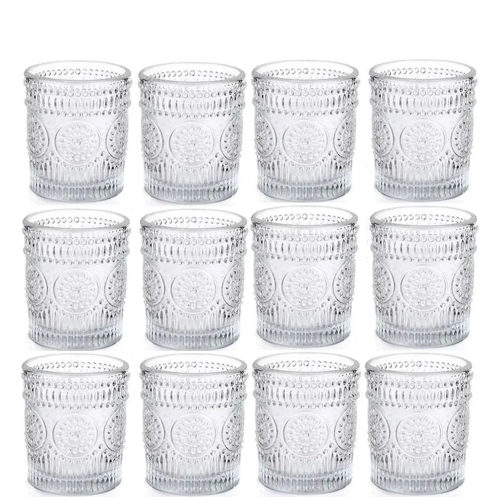 Lot de photophores colorés en verre votif