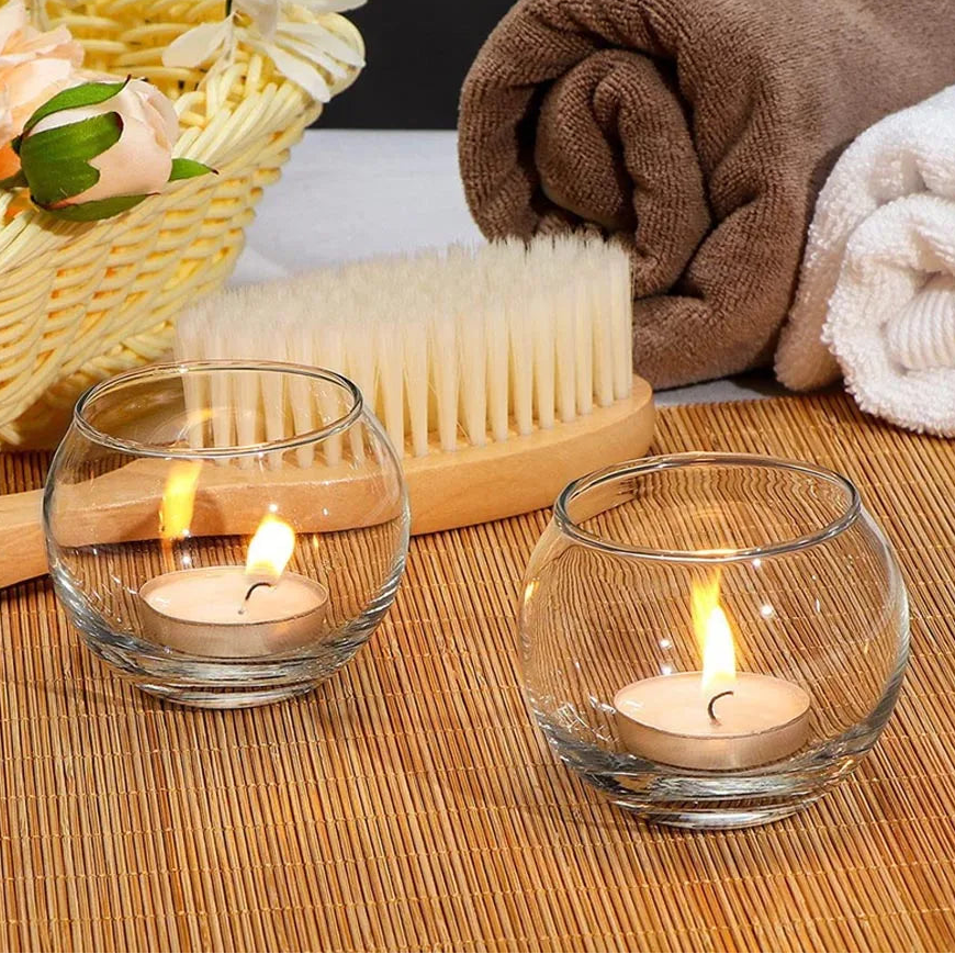 Lot de photophores en verre boule
