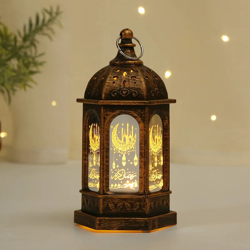 Lanterne en métal islamique LED décoration Aid