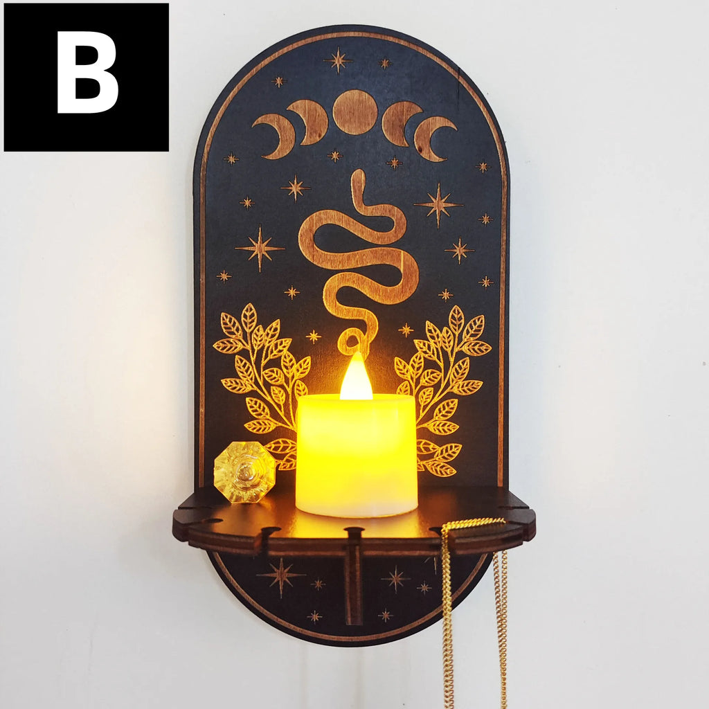 Porte bougie mural en bois