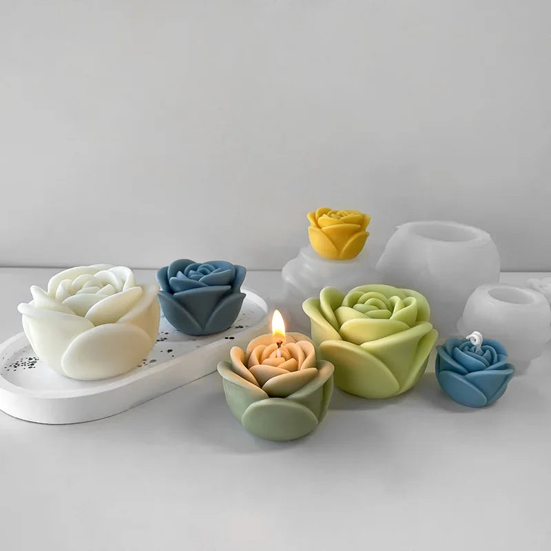 Moule en silicone pour bougie rose