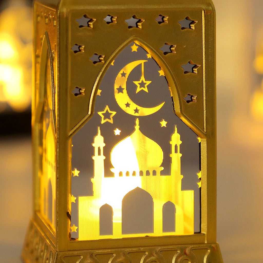 Mini lanterne LED lune islamique en métal